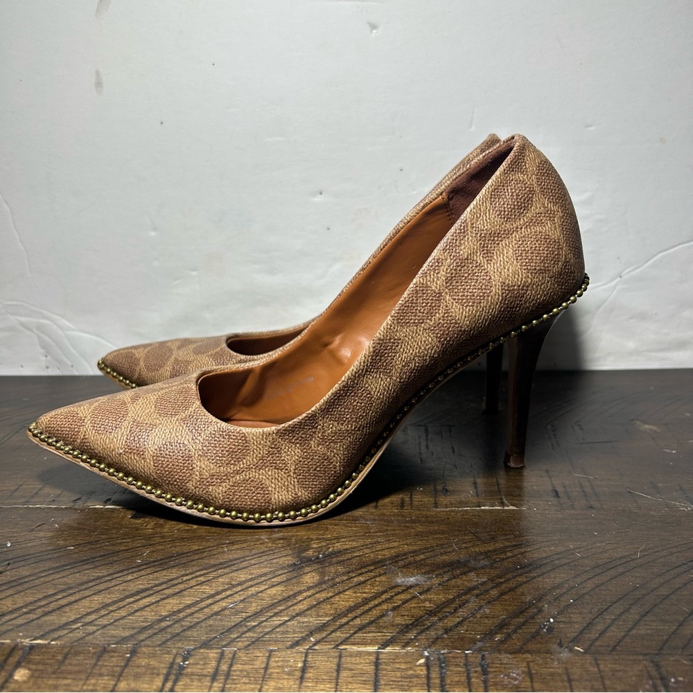 Coach 85 mm Waverly Pump with Beadchain in signature coated canvas - Picture 3 of 6
